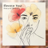 Minimale Art Lijn Gezicht Bloemen Schoonheid Logo Raamsticker (Vel 2)