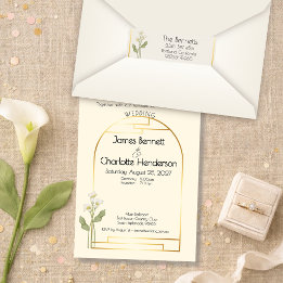 Minimale Art Nouveau Gouden Boog Calla Lelie Bruil Etiket