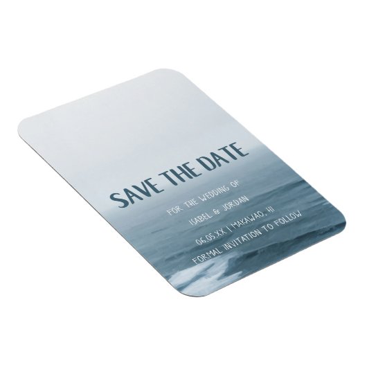 Minimale Art Waves Beach Weddenschap Save the Date Magneet (Rechterzijde)