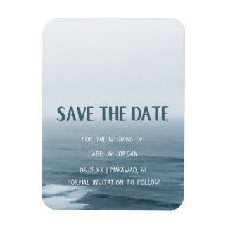 Minimale Art Waves Beach Weddenschap Save the Date Magneet