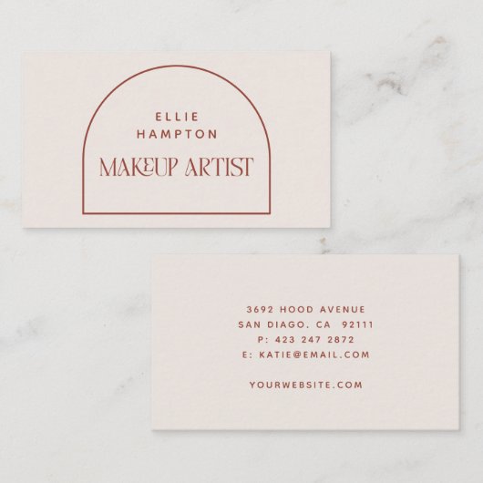 Minimale artiest Terracotta & Cream Arch Makeup Visitekaartje (Voorkant / Achterkant)