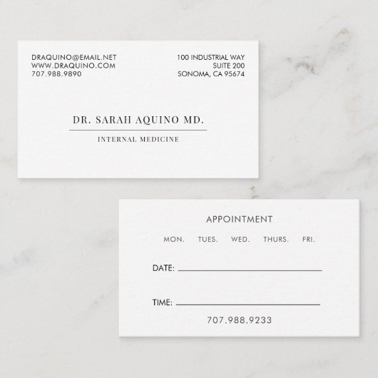 Minimale artsenpraktijk & Afspraak Visitekaartje (Voorkant / Achterkant)