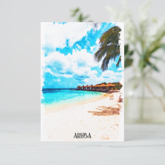 Minimale Aruba Caribische Eiland Vakantie Kaart (Staand voorkant)