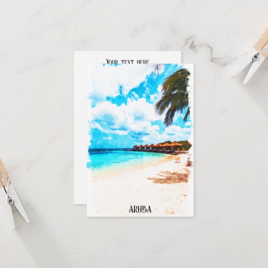 Minimale Aruba Caribische Eiland Vakantie Kaart (Voorkant / Achterkant in situ)