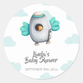 Minimale Astronaut Bird Baby shower Favor Ronde Sticker