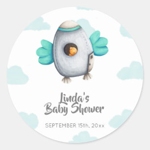 Minimale Astronaut Bird Baby shower Favor Ronde Sticker