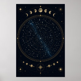 Minimale astronomie sterrenkaartposter voor modern poster
