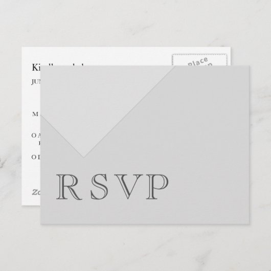 Minimale Asymmetrische Basic Grey RSVP Uitnodiging Briefkaart (Voorkant / Achterkant)