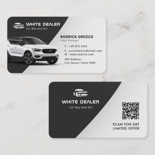 Minimale autohandelaar | Zwart wit Visitekaartje (Voorkant / Achterkant)