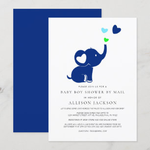 Minimale Baby Boy Shower by Mail Blue Elephant Kaart