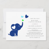 Minimale Baby Boy Virtuele Shower Cute Blue Elepha Kaart (Voorkant)
