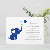 Minimale Baby Boy Virtuele Shower Cute Blue Elepha Kaart (Staand voorkant)