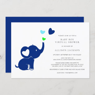 Minimale Baby Boy Virtuele Shower Cute Blue Elepha Kaart