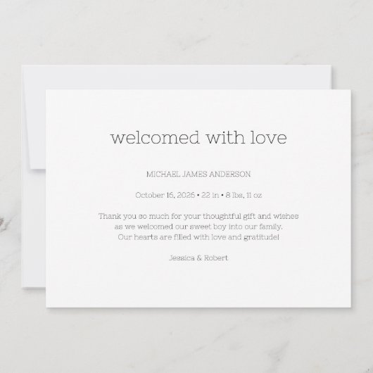 Minimale Baby Dank u de Kaart van de Aankondiging  (Achterkant)