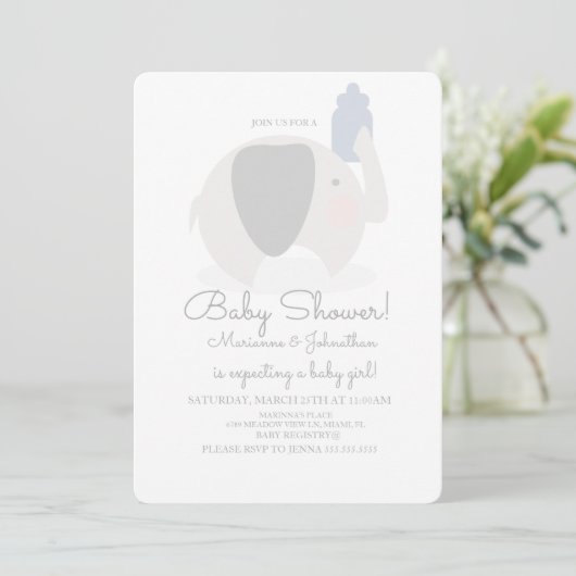 Minimale Baby flacon voor Baby showers olifantenbo Kaart (Staand voorkant)