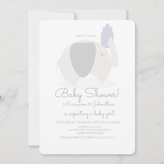 Minimale Baby flacon voor Baby showers olifantenbo Kaart (Voorkant)