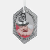 Minimale Baby foto eerste nieuwe jaren Glas Ornament (Voorkant links)