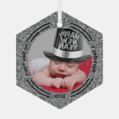 Minimale Baby foto eerste nieuwe jaren Glas Ornament (Achterkant)