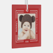 Minimale Baby Foto Rood 1 Kerstmis Glas Ornament (Voorkant Rechts)