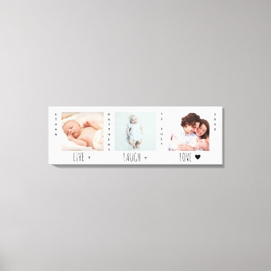 Minimale Baby Foto Trio Birth Keepomwille Canvas Afdruk (Voorkant)
