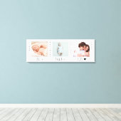 Minimale Baby Foto Trio Birth Keepomwille Canvas Afdruk (Insitu (Houten vloer))