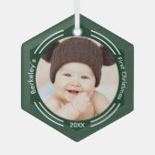 Minimale Baby Foto voor eerste kerst Glas Ornament (Voorkant)