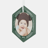 Minimale Baby Foto voor eerste kerst Glas Ornament (Voorkant links)