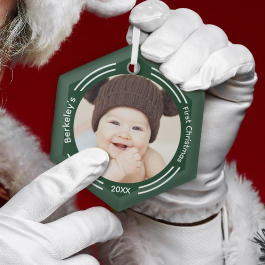 Minimale Baby Foto voor eerste kerst Glas Ornament