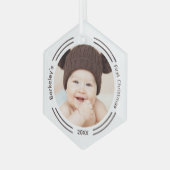 Minimale Baby-foto voor eerste kerstmis Glas Ornament (Voorkant links)