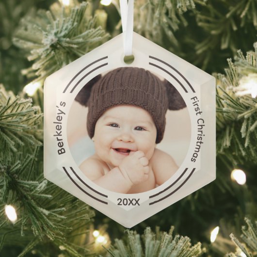Minimale Baby-foto voor eerste kerstmis Glas Ornament (Insitu)