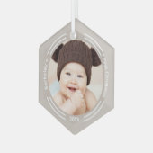 Minimale Baby-foto voor eerste kerstmis Glas Ornament (Voorkant links)