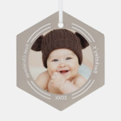 Minimale Baby-foto voor eerste kerstmis Glas Ornament (Achterkant)