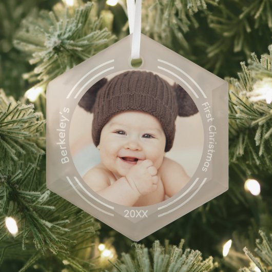 Minimale Baby-foto voor eerste kerstmis Glas Ornament (Insitu)
