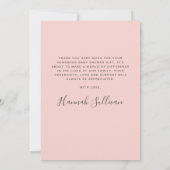 Minimale Baby Meisje Douche Retro Carriage Pink Go Bedankkaart (Achterkant)