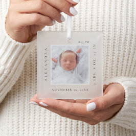 Minimale baby naam & geboorte statistieken foto aa glas ornament