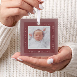 Minimale baby naam & geboorte statistieken foto aa glas ornament