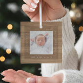 Minimale Baby Naam & Geboortestatistieken Foto Hou Glas Ornament