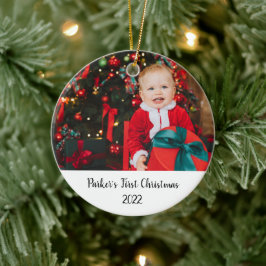 Minimale Baby Newborn Frist kerstfoto Keramisch Ornament