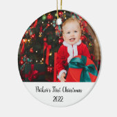 Minimale Baby Newborn Frist kerstfoto Keramisch Ornament (Links)