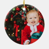 Minimale Baby Newborn Frist kerstfoto Keramisch Ornament (Achterkant)