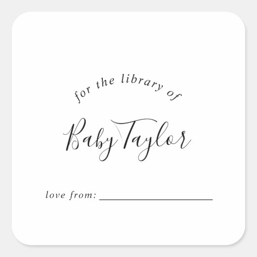 Minimale Baby shower Bladplaat Vierkante Sticker (Voorkant)