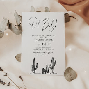 Minimale Baby shower Cactus Line Art woestijn Kaart