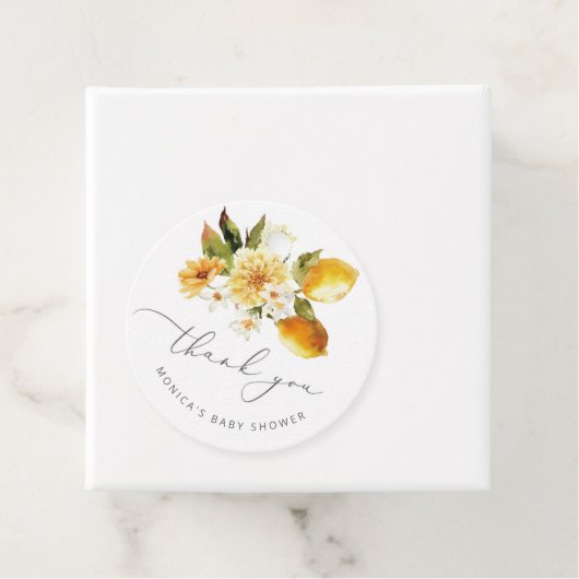 Minimale baby shower citroen bedankjes labels (In situ)
