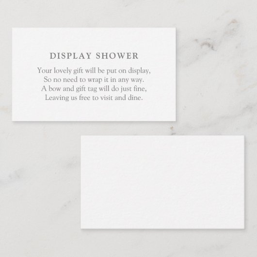 Minimale Baby shower Display Shower Informatiekaartje (Voorkant / Achterkant)
