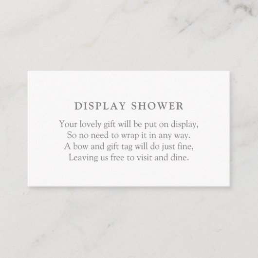 Minimale Baby shower Display Shower Informatiekaartje (Voorkant)