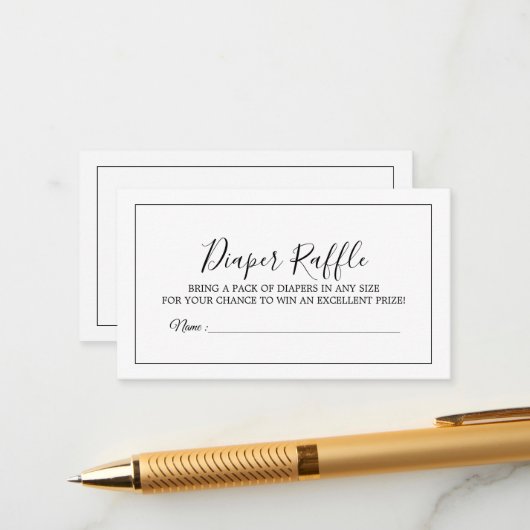 Minimale Baby shower dunne Raffle-kaart Informatiekaartje (Voorkant / Achterkant in situ)