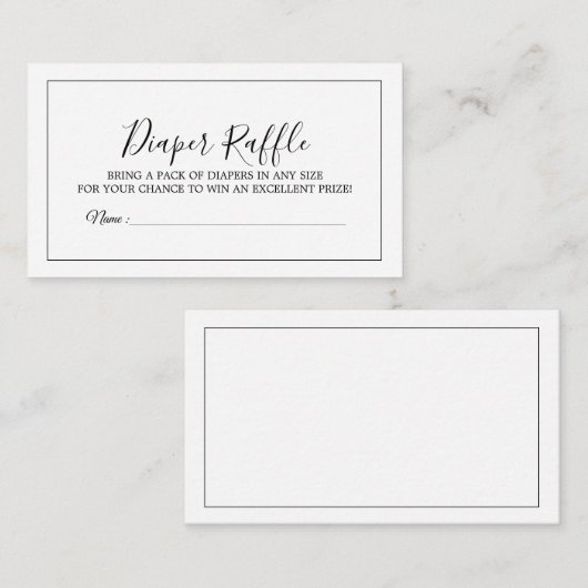 Minimale Baby shower dunne Raffle-kaart Informatiekaartje (Voorkant / Achterkant)