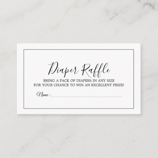 Minimale Baby shower dunne Raffle-kaart Informatiekaartje (Voorkant)