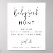 Minimale Baby shower Game Baby Sock Hunt Poster (Voorkant)