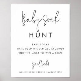 Minimale Baby shower Game Baby Sock Hunt Poster